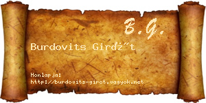 Burdovits Girót névjegykártya